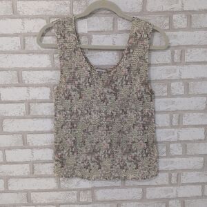 Vtg Nicola Women’s Tank Black Crinkle Y2K Large Stretchy